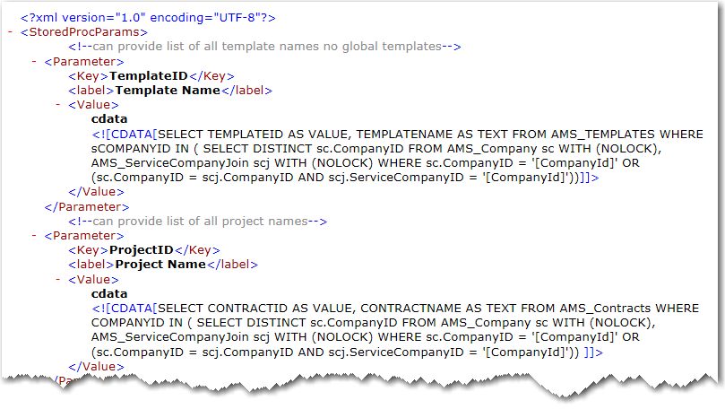 StoredProcParams.xml File